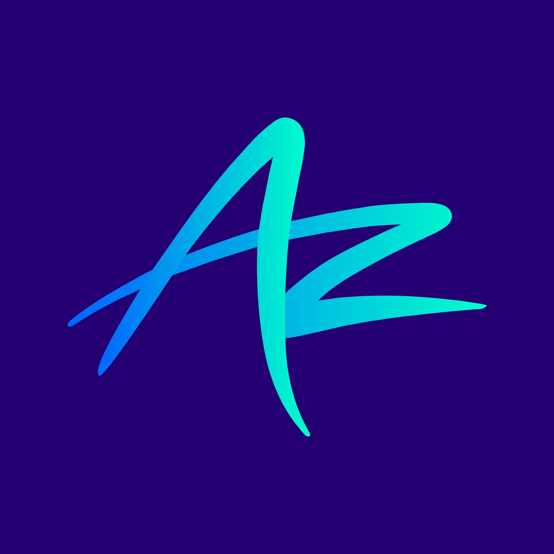 Az mark cyan on purple