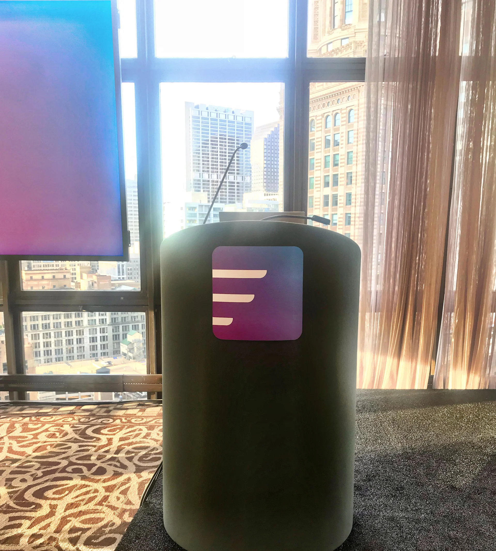 Energize branded lightbox at launch event