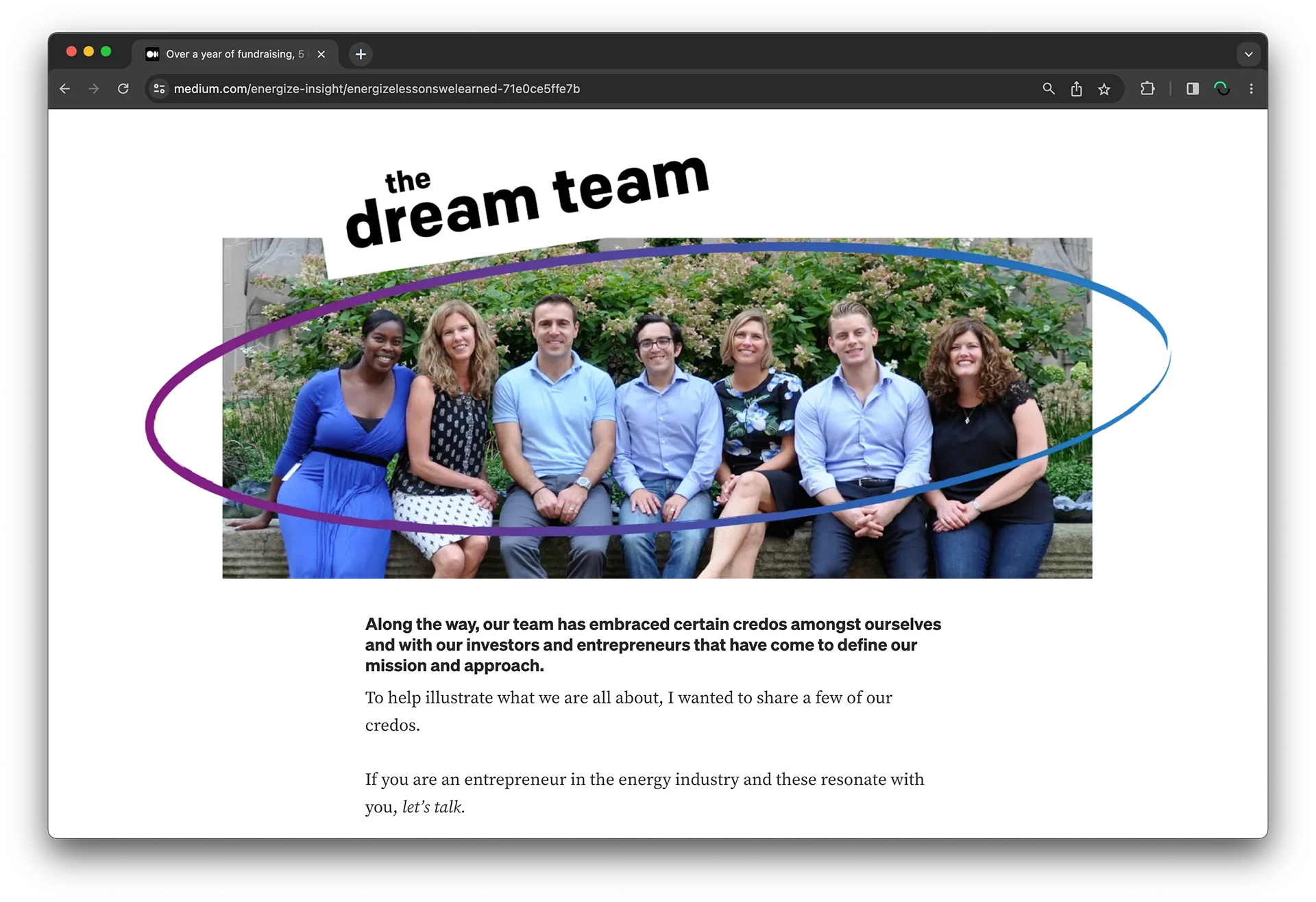 Energize Ventures Medium article