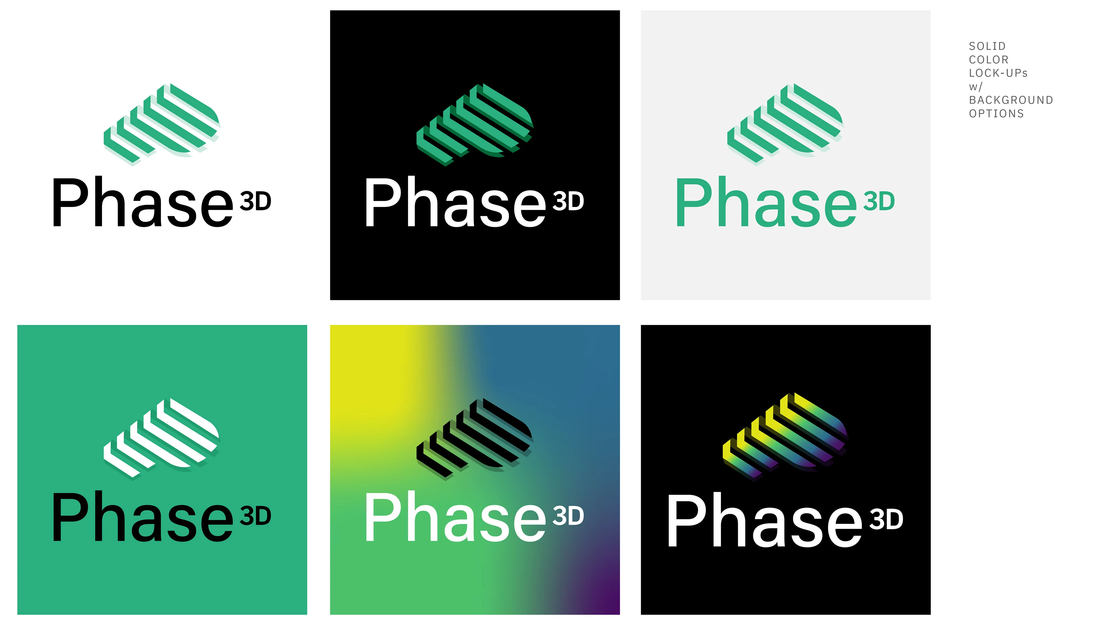 Phase 3D logo lockup on dark
